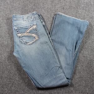 Silver Jeans Womens W28 L30 Light Wash Twisted Bootcut Distressed Stretch
